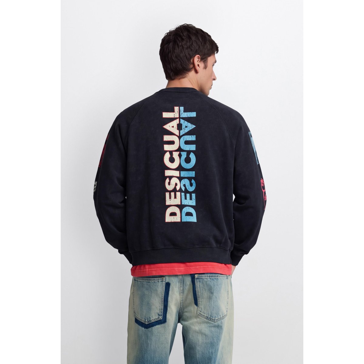 sweat vintage imprimée noir, DESIGUAL
