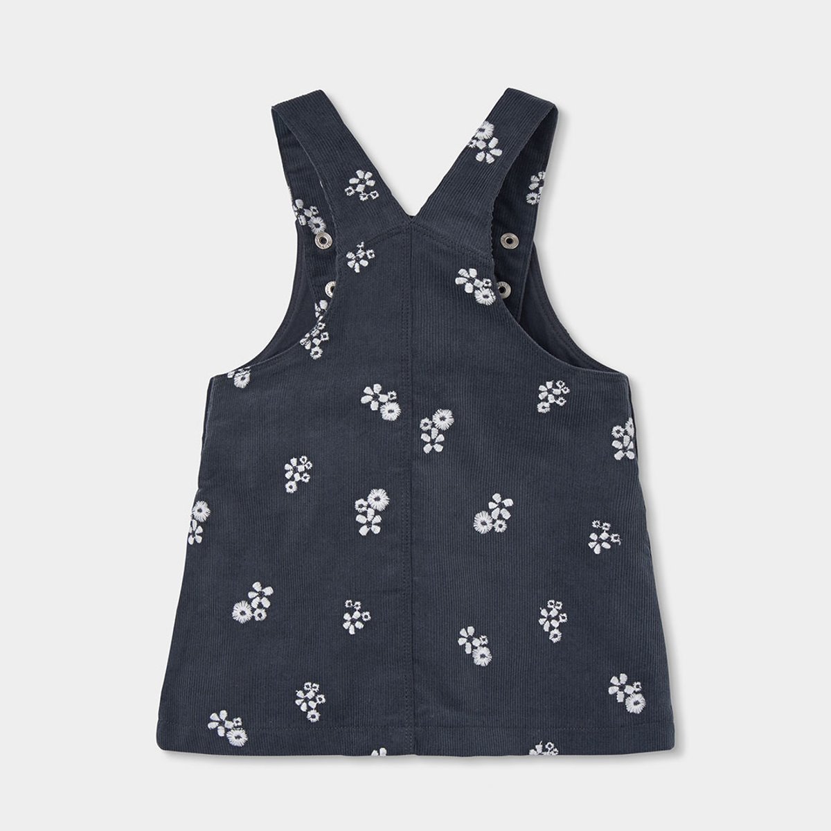 Robe fille chasuble bébé imprimée fleurs gris, BOBOLI