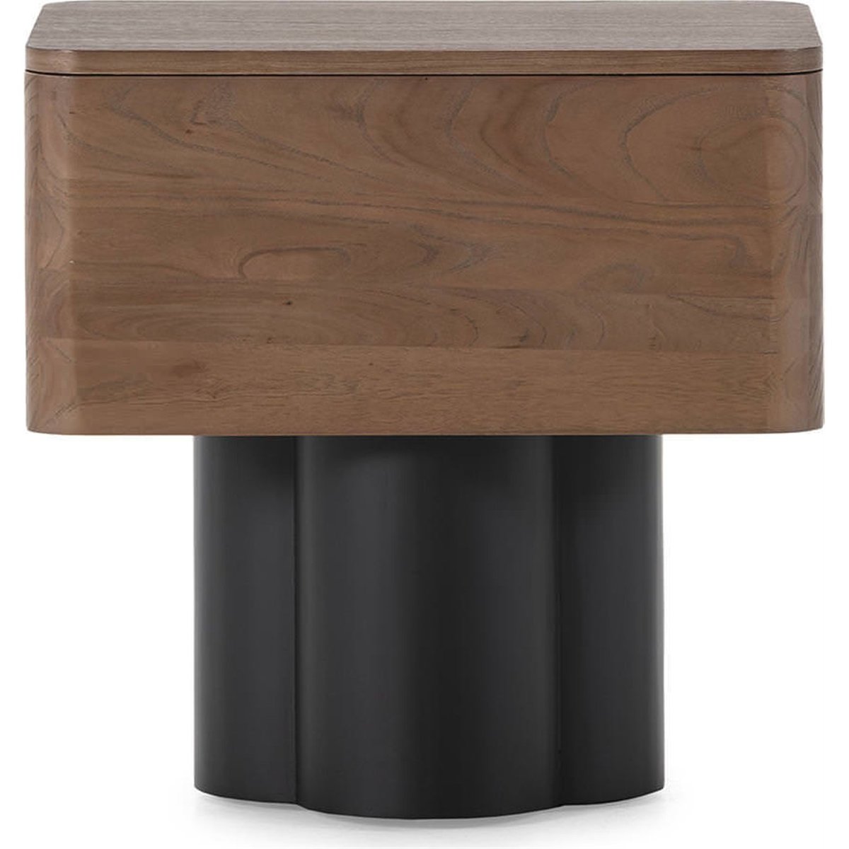 Table de chevet en orme massif noyer et noir mat, RECOLLECTION