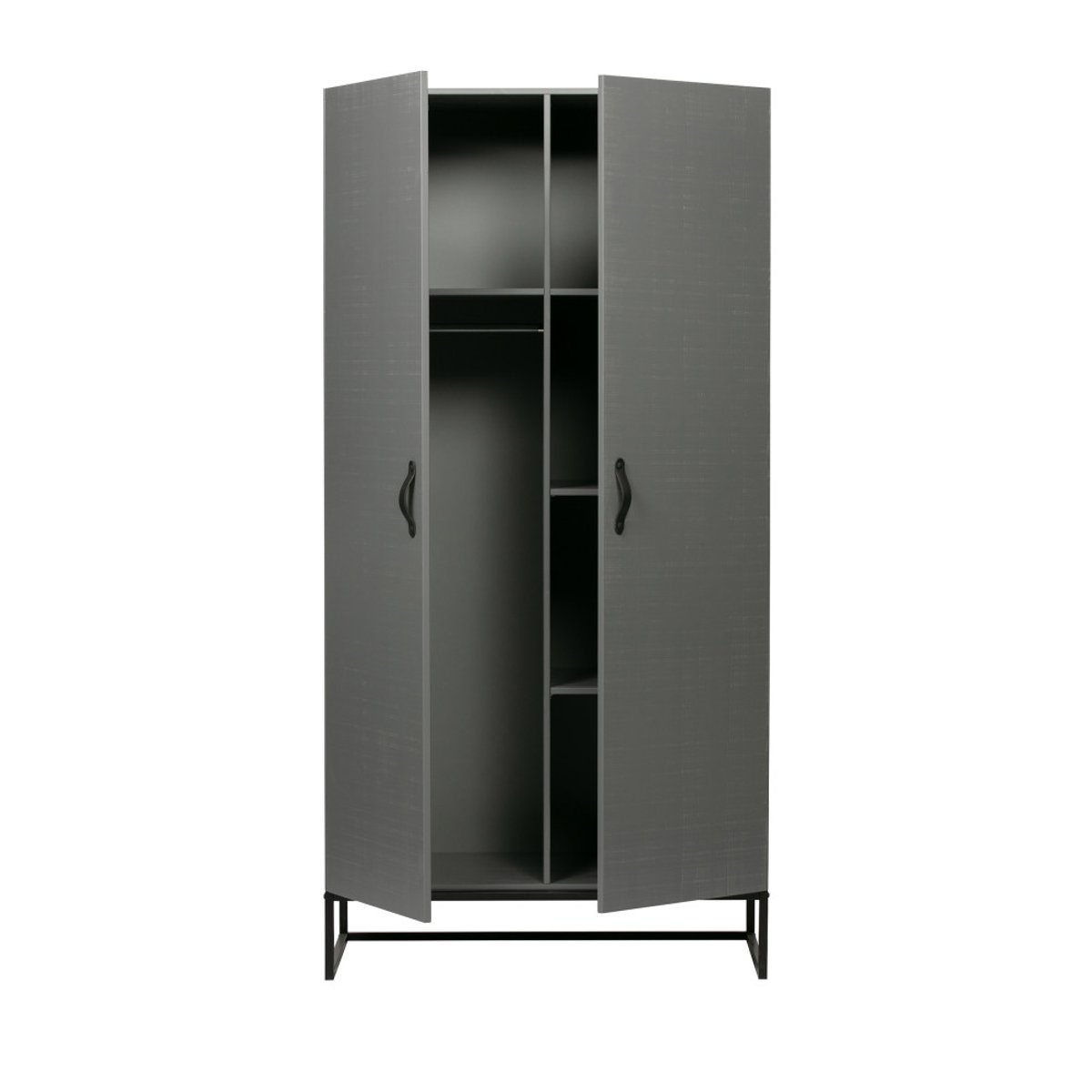 Armoire 2 portes en pin massif- MORRIS gris, WOOOD