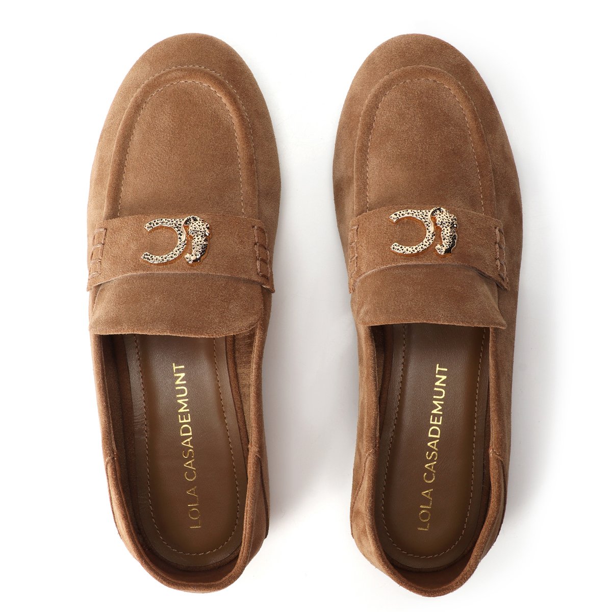 Mocassins plats avec détail bijou camel, LOLA CASADEMUNT