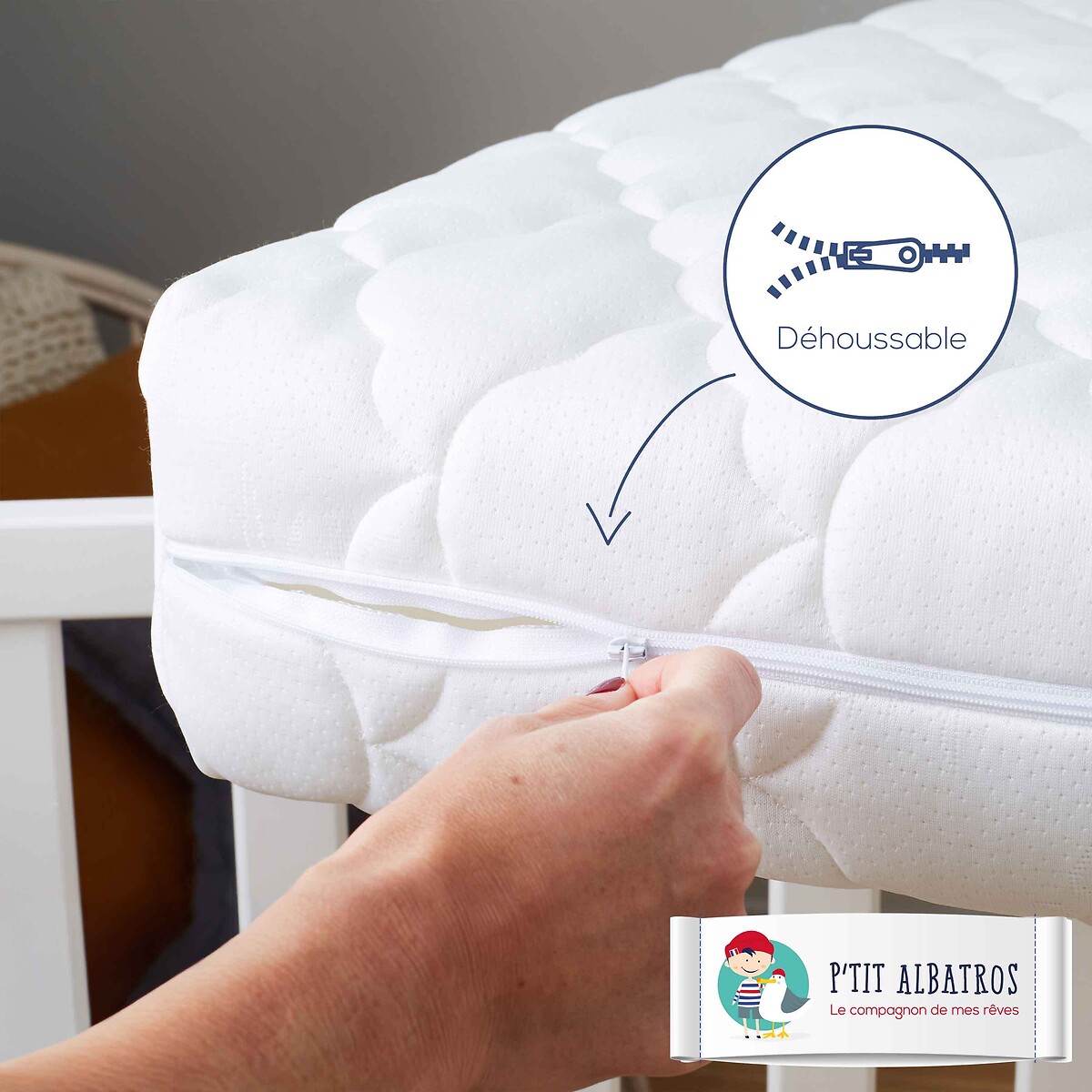 Matelas bébé Bamboo blanc, P'TIT ALBATROS
