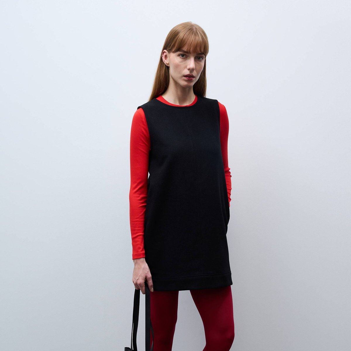 Robe courte unie contenant de la laine noir, MONOPRIX