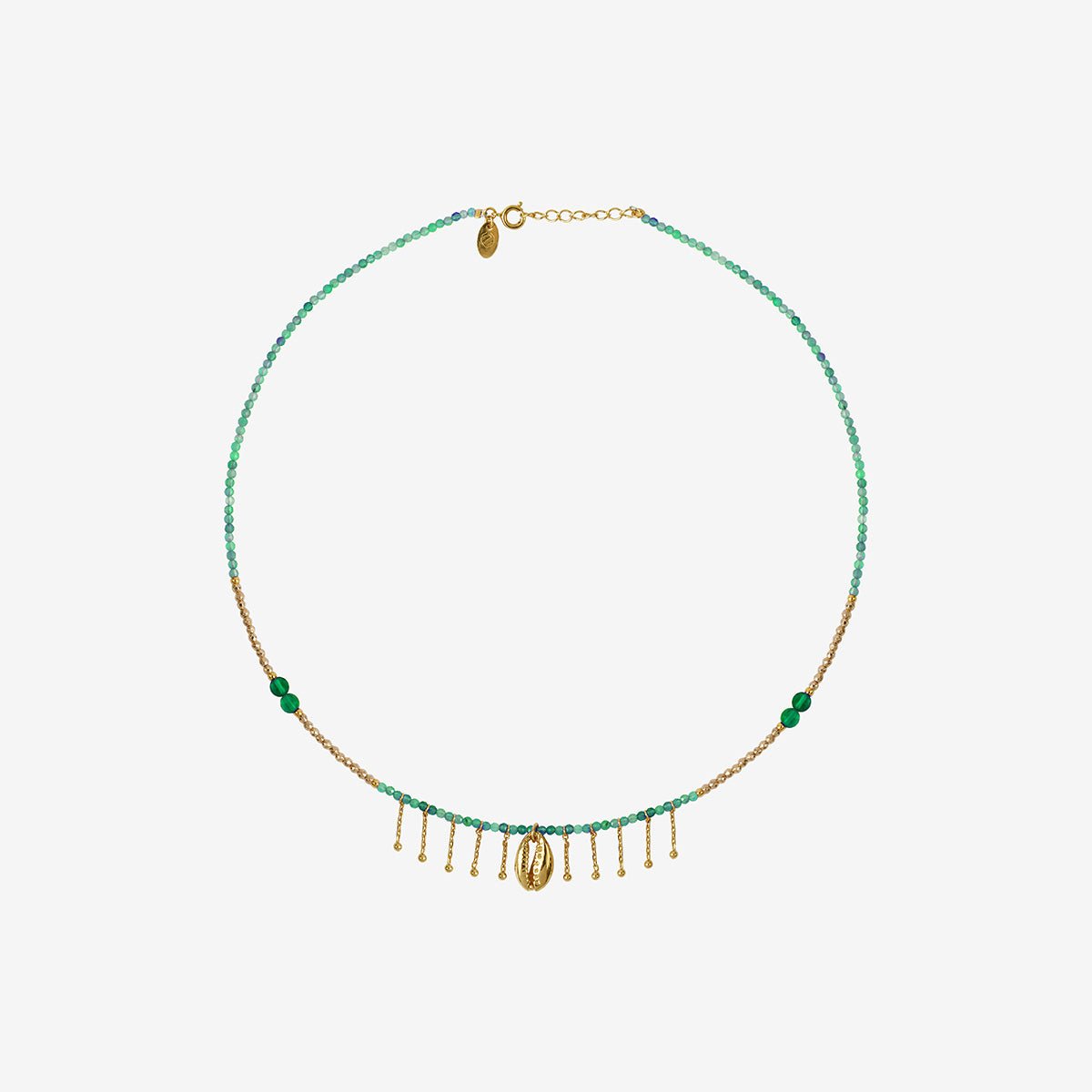 Collier doré agate verte/ or rose esmé - indie vert, CAROLINE NAJMAN