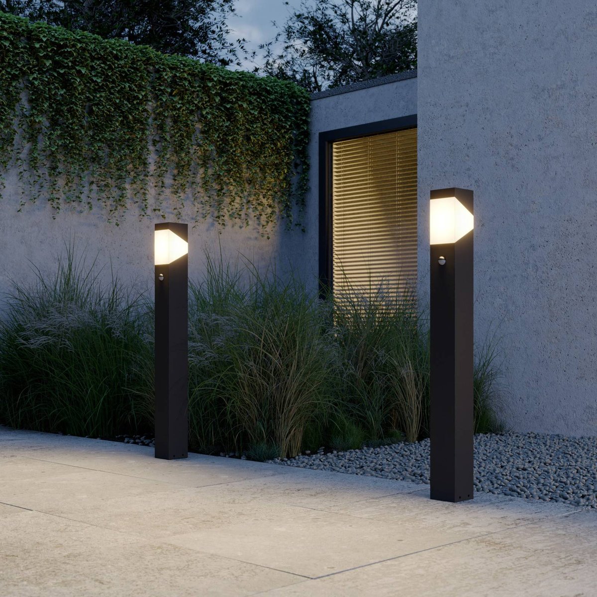 Luminaire extérieur en aluminium moderne gris graphite, blanc opale, LUCANDE