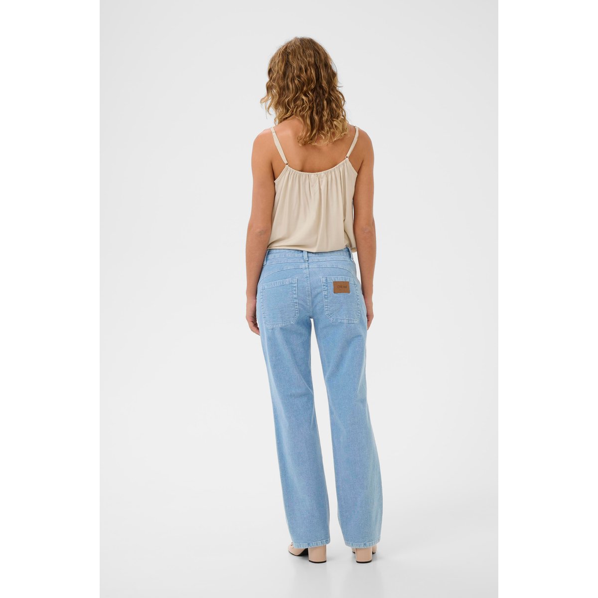 Pantalon casual bleu light blue corduroy, CREAM