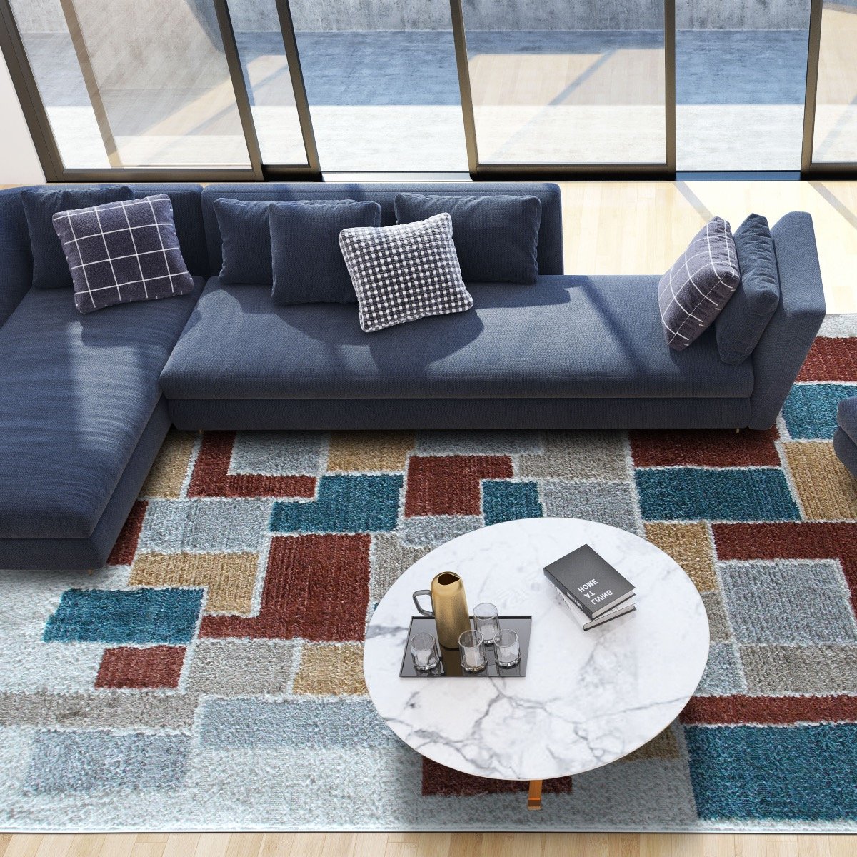 Tapis contemporain / HORIZON PATCH beige, THE DECO FACTORY
