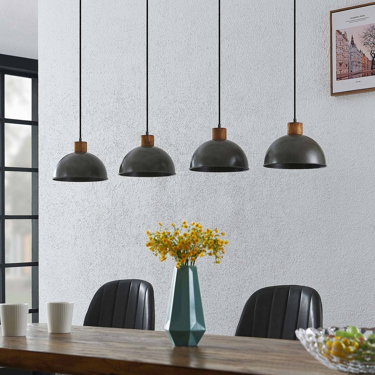 Suspension en bois vintage, Durbis bois naturel, gris foncé, LINDBY