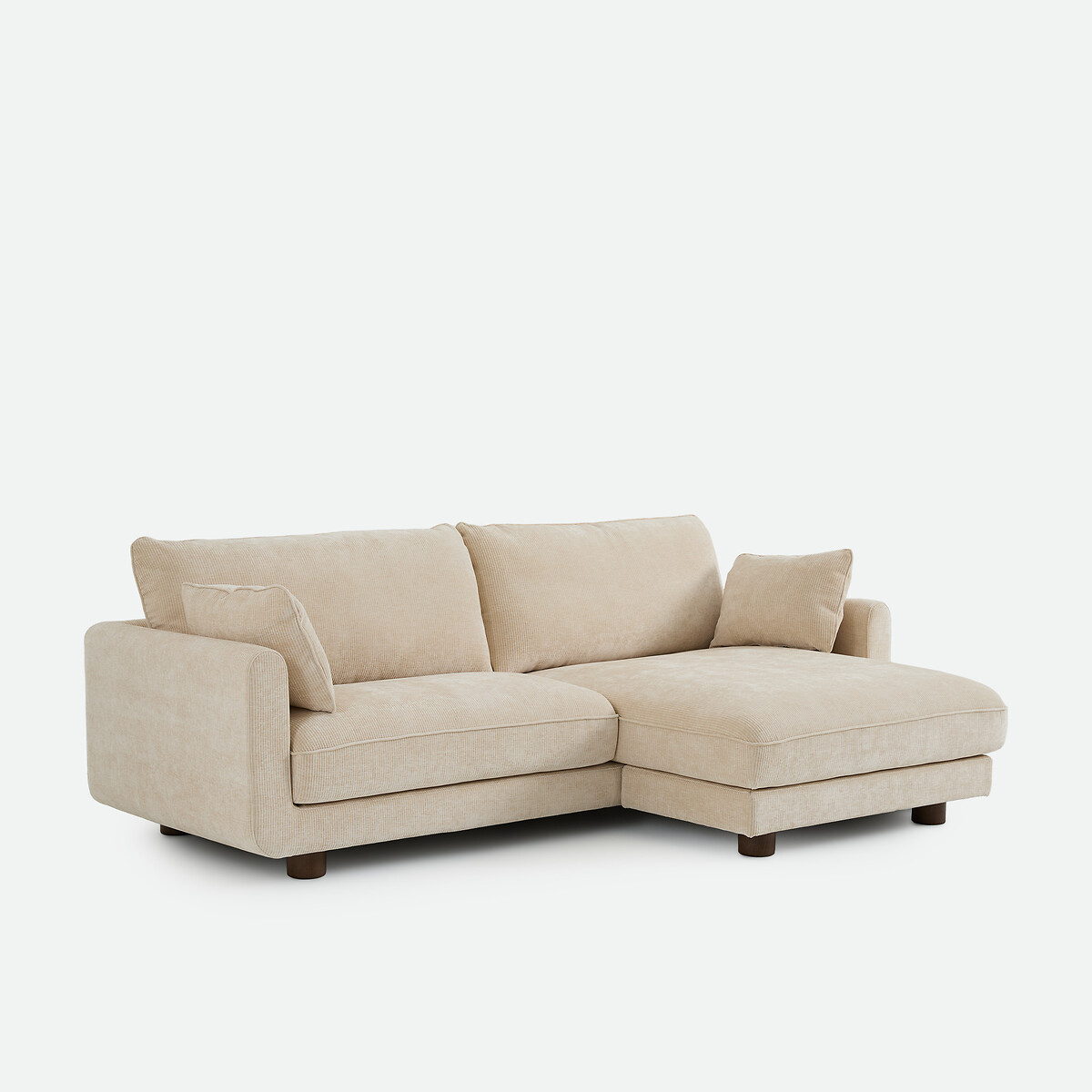 Divano letto angolare a 3 posti in velluto a coste goffrato, EMILIO beige, LA REDOUTE INTERIEURS