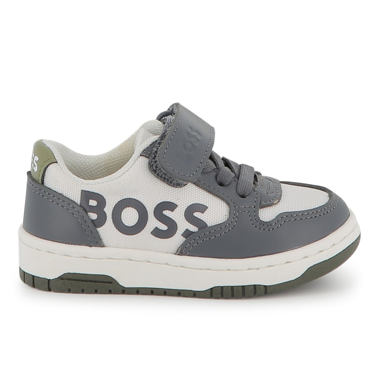 Sneakers con lacci elasticizzati anthracite, BOSS KIDSWEAR