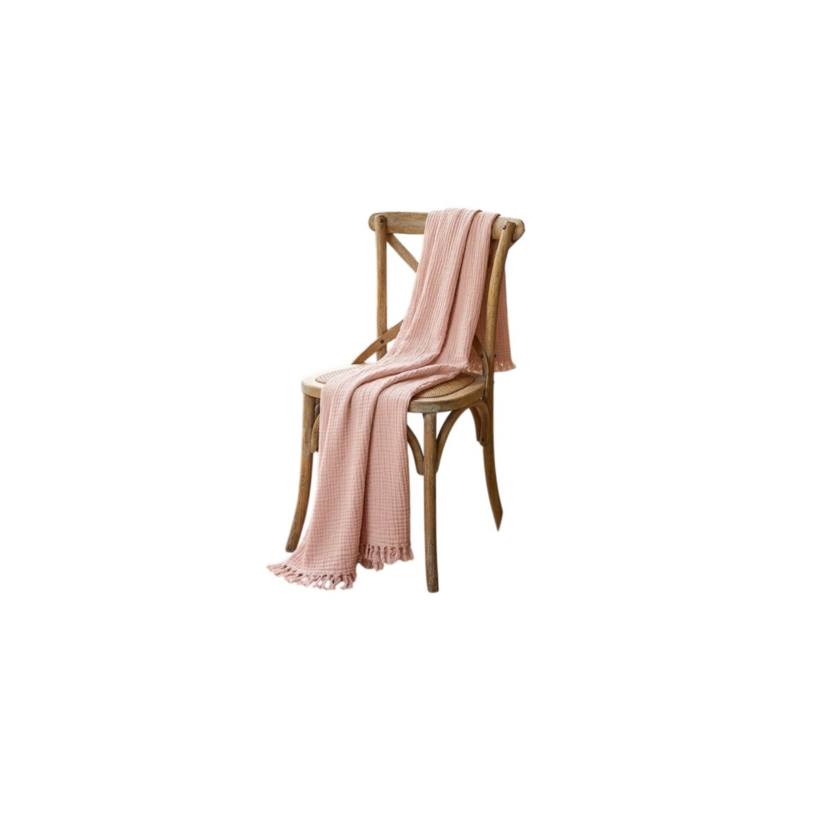 Plaid Quadruple gaze de coton Rose poudré rose, EDEN