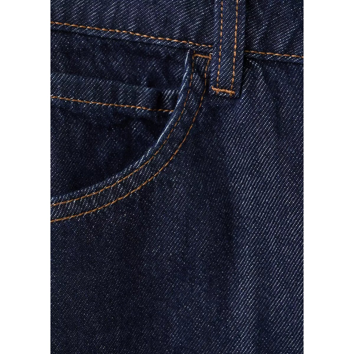 Bermuda en jean droit taille haute bleu, MANGO