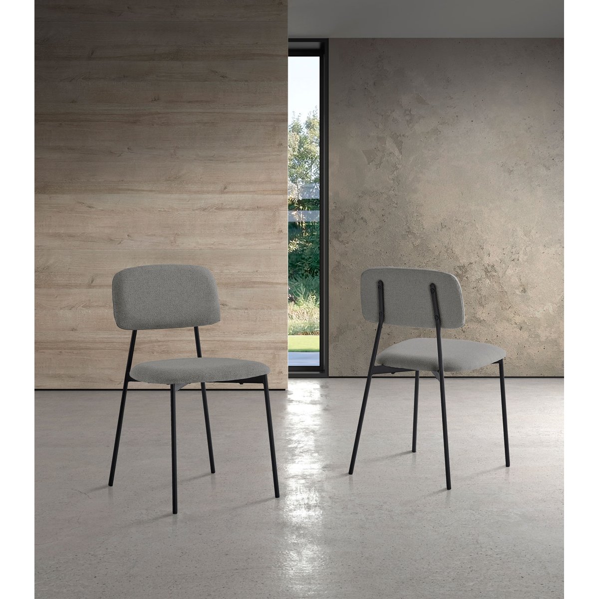 Lot de 2 chaises tissu et métal, HUDSON gris, HISPANOHOGAR