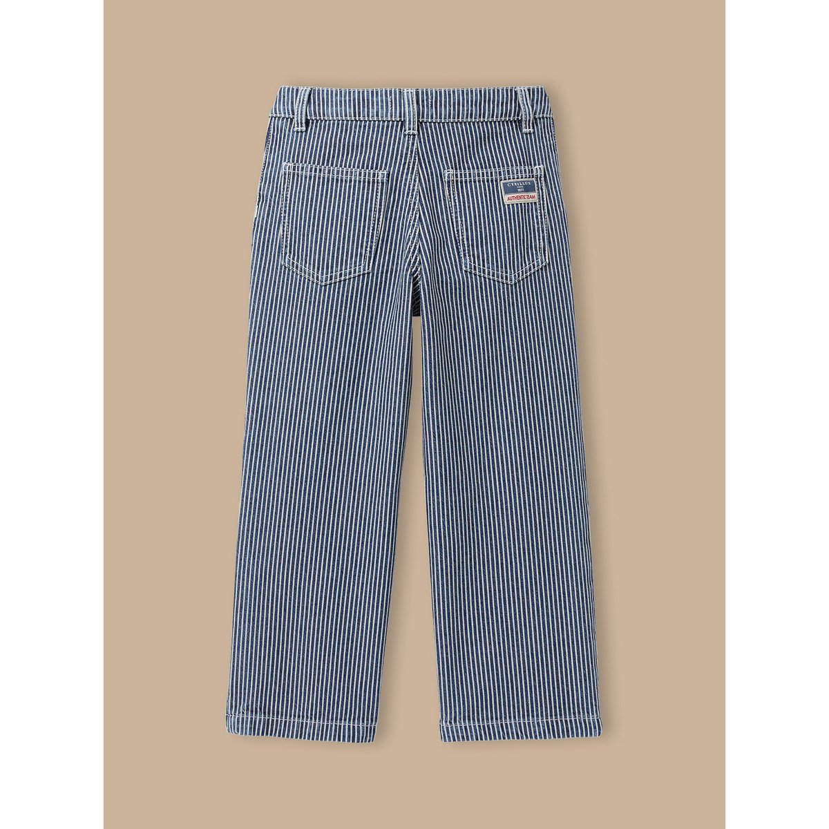 Pantalon droit rayé rayure ikory bleue, CYRILLUS