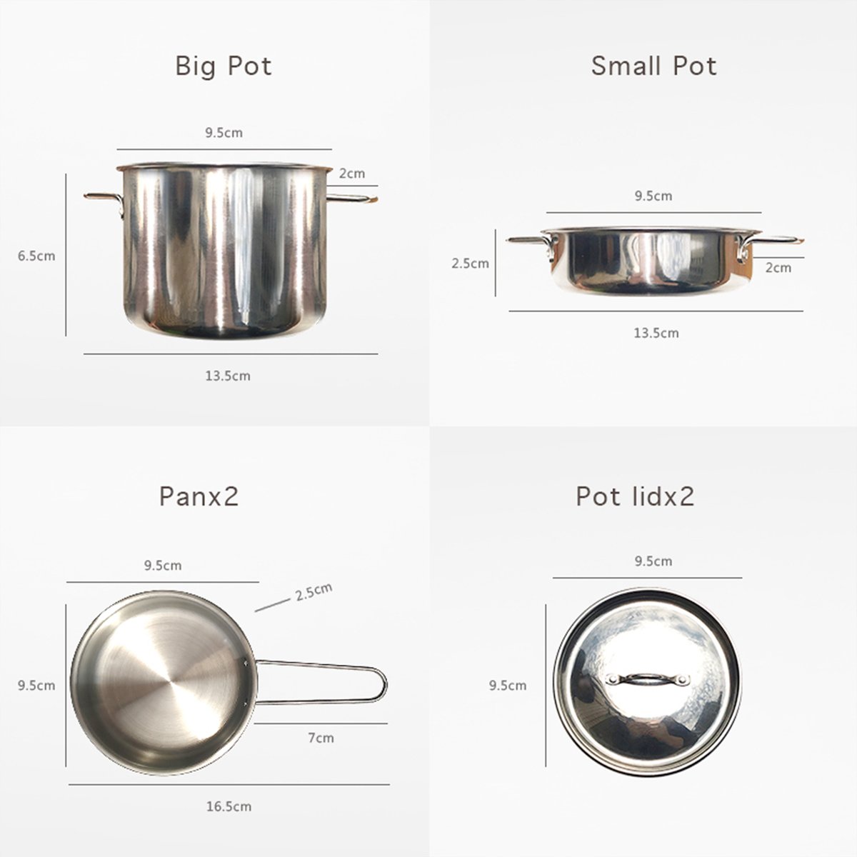 Set de cuisine inox 11 pièces pour jeu d’imitation, LITTLE CHEF gris, TEAMSON KIDS