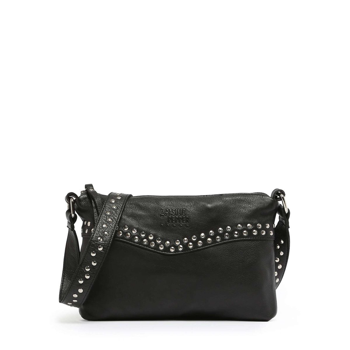 Sac bandoulière Glam cuir black, BASILIC PEPPER