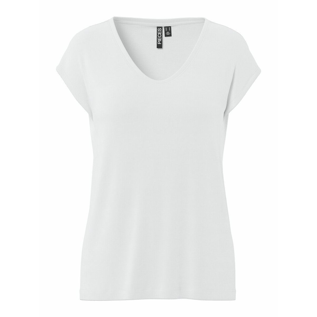 V-Neck T-Shirt white, PIECES