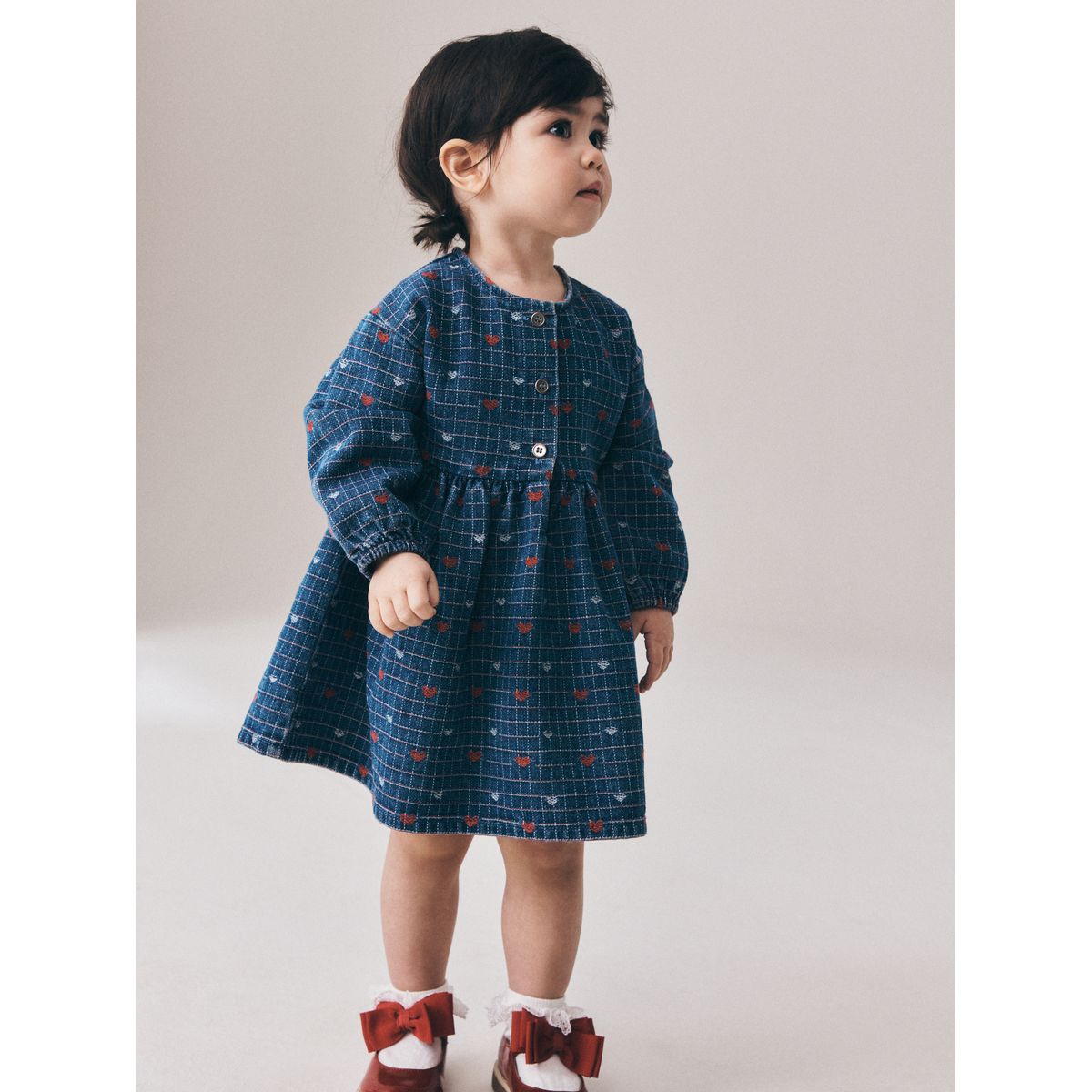 Robe en denim manches longues avec cœur jena bleu, NEXT