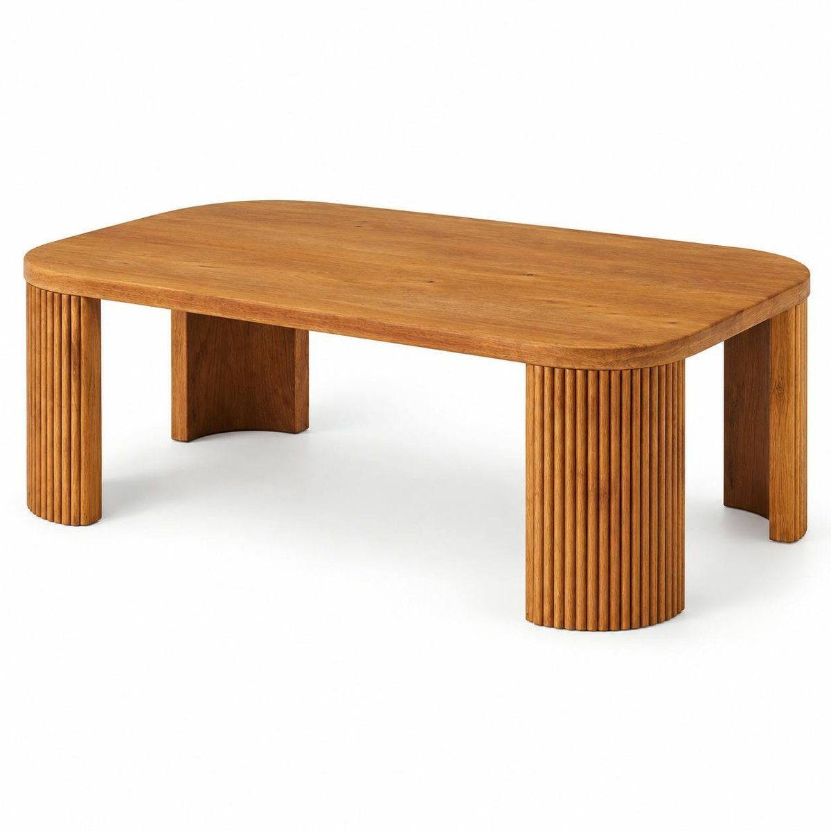 Table basse design chêne rainuré IENA bois naturel, PIER IMPORT