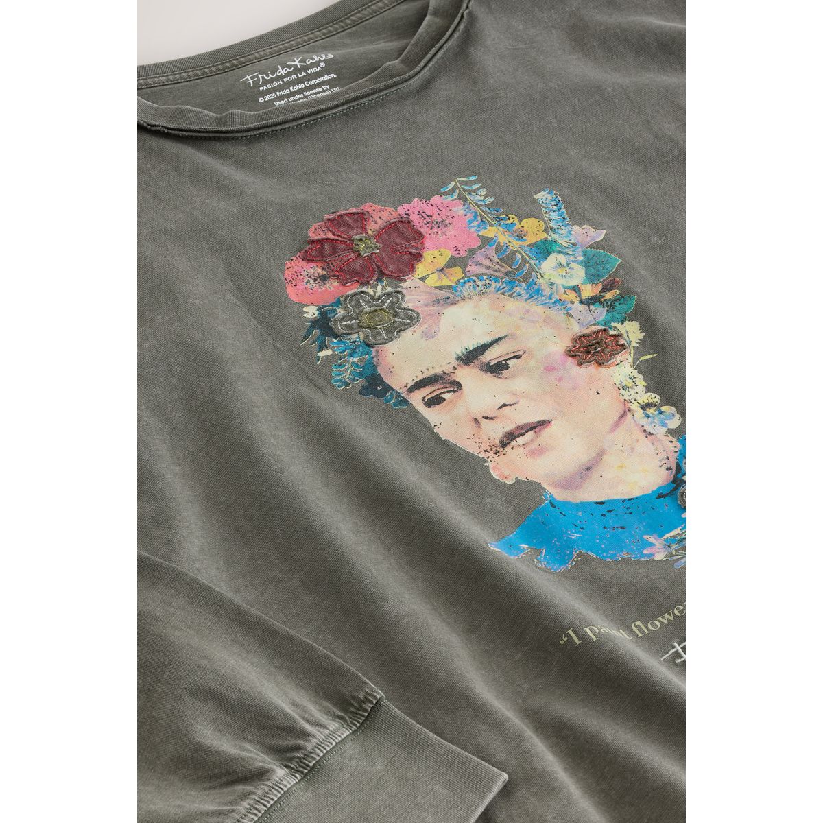 T-shirt manches longues graphique frida kahlo gris anthracite, NEXT