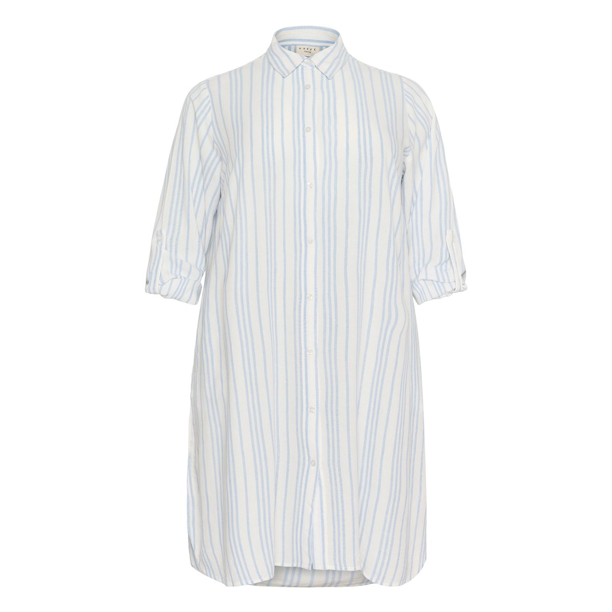 Dress blanc chalk/bleu soft chambray rayé, KAFFE CURVE
