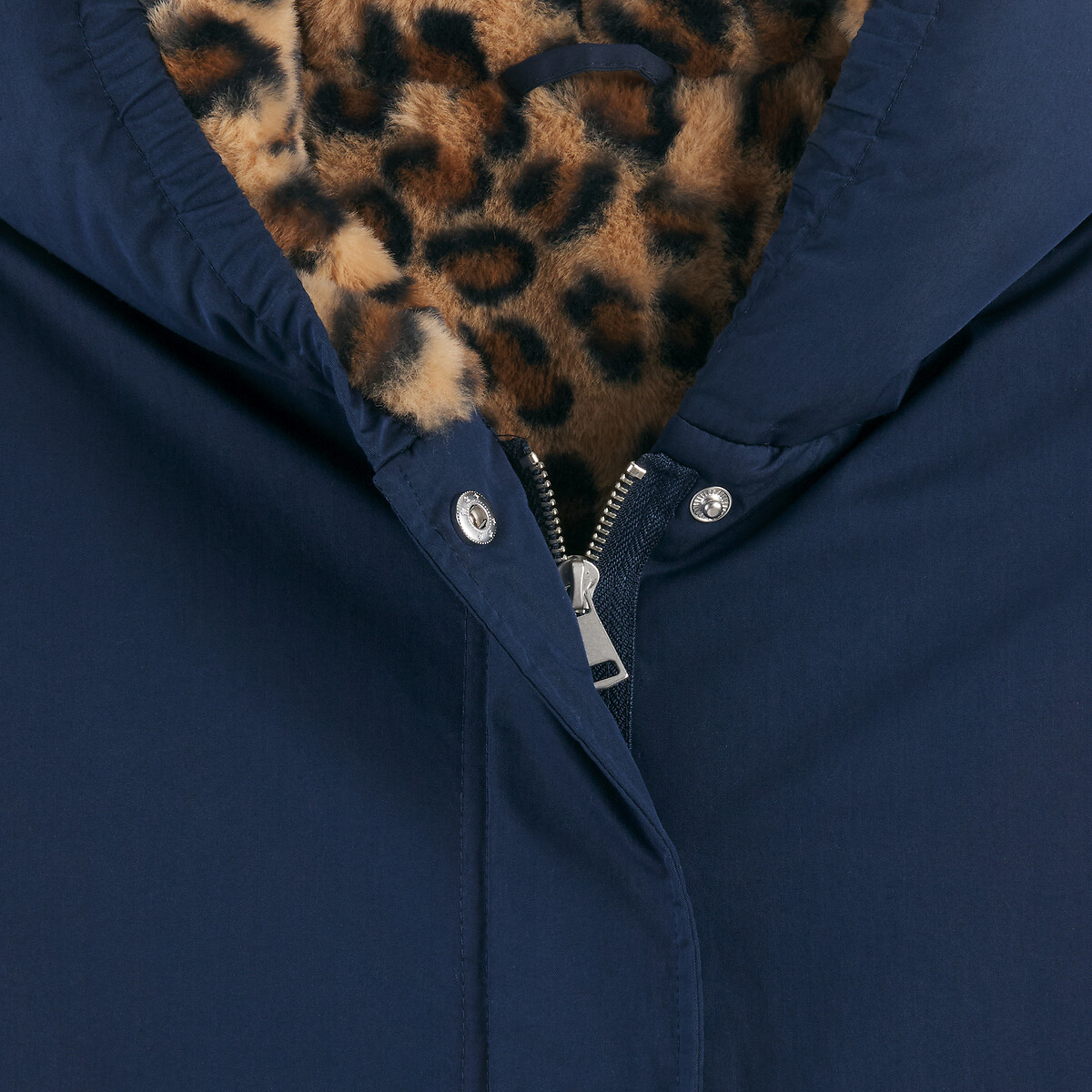 Parka à capuche avec doublure duveteuse bleu marine, LA REDOUTE COLLECTIONS