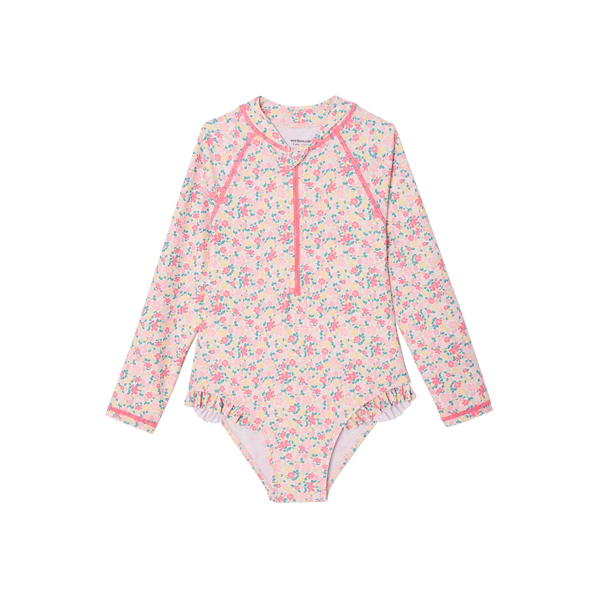Maillot de bain à manches longues rose imprimé, VERTBAUDET