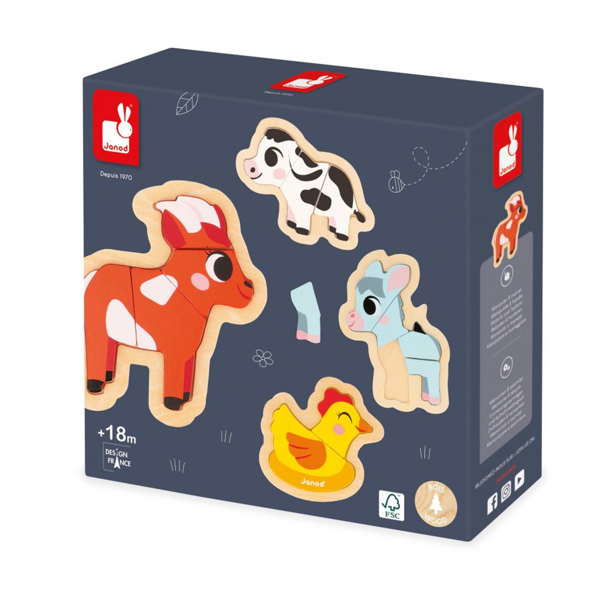 4 Puzzles Evolutifs - Ferme couleur unique, JANOD