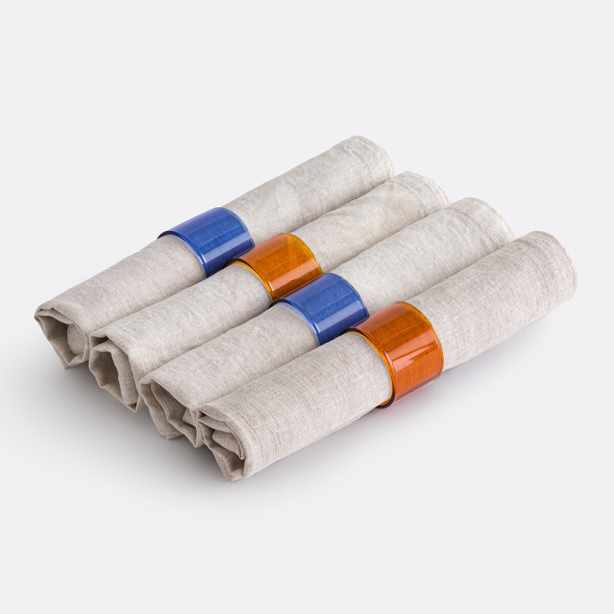 Set di 4 portatovaglioli in vetro borosilicato, ORYN blu/arancione, LA REDOUTE INTERIEURS