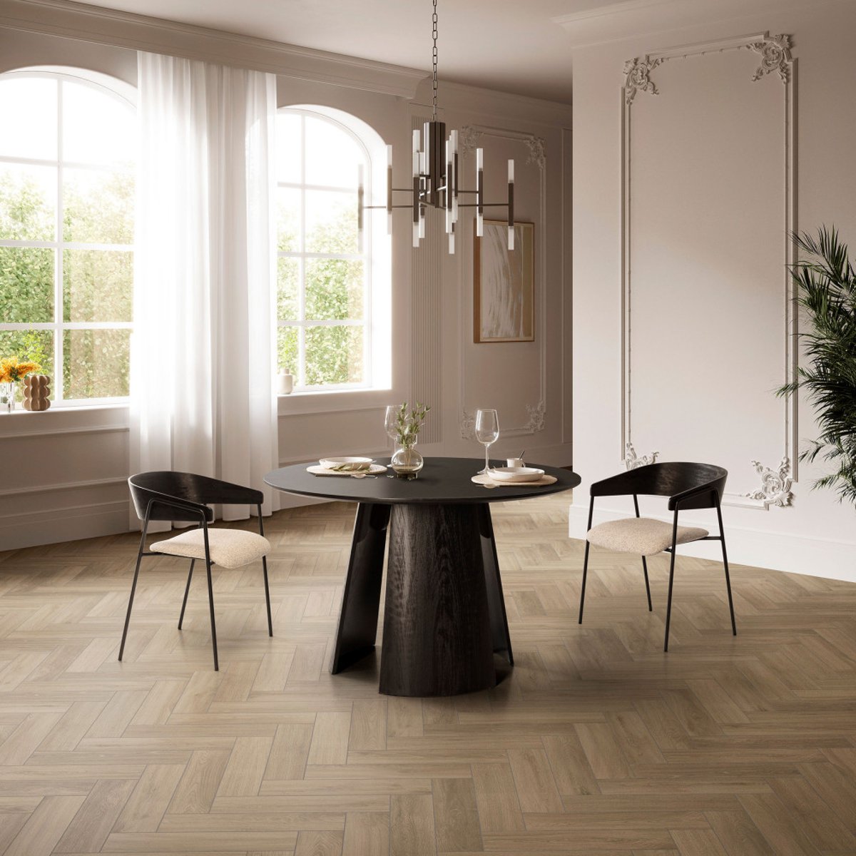 Lot de 2 fauteuils de table en tissu, bois et métal- OPNA beige, DRAWER