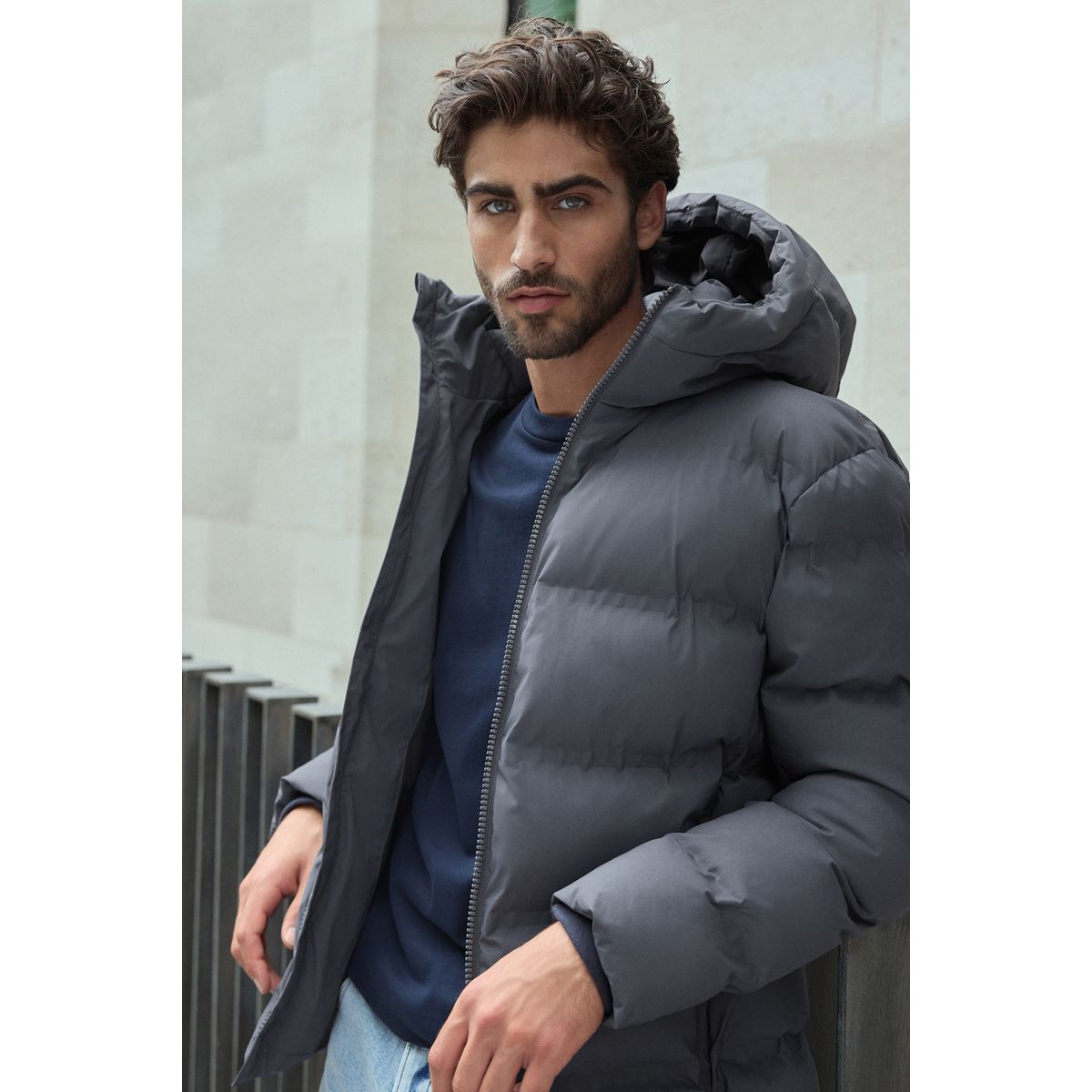 Doudoune à capuche imperméable bleu, NEXT