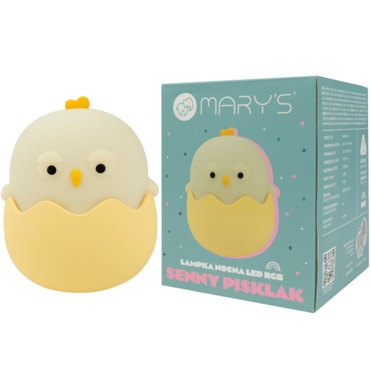 Veilleuse rechargeable jaune, noir, MARY'S