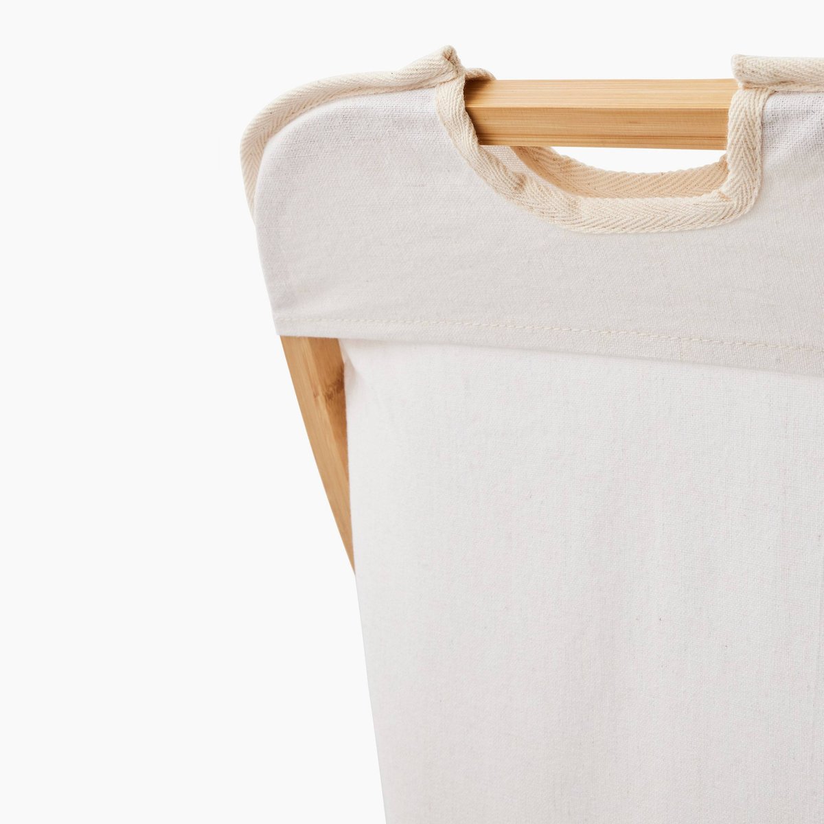 Panier à linge, 61x47x37 cm, en coton et bambou off white, MONOPRIX