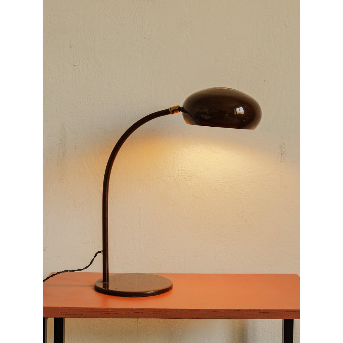 Lampe à poser en métal marron Julia N°1096 - Bon état marron, DEBONGOUT