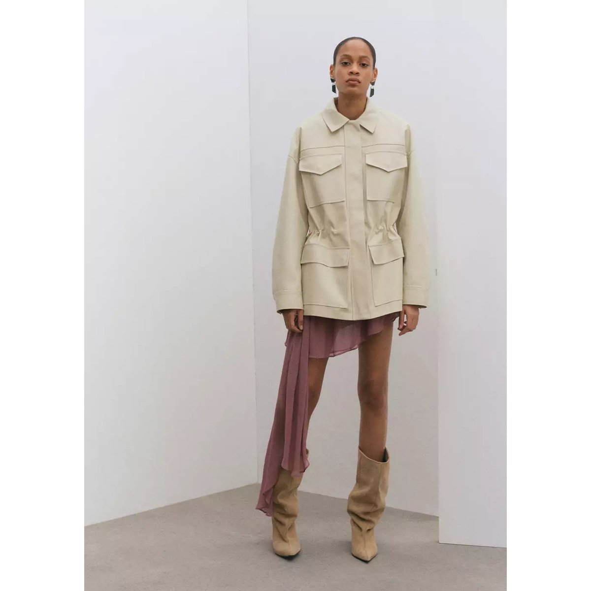 Parka oversize avec poches écru, MANGO