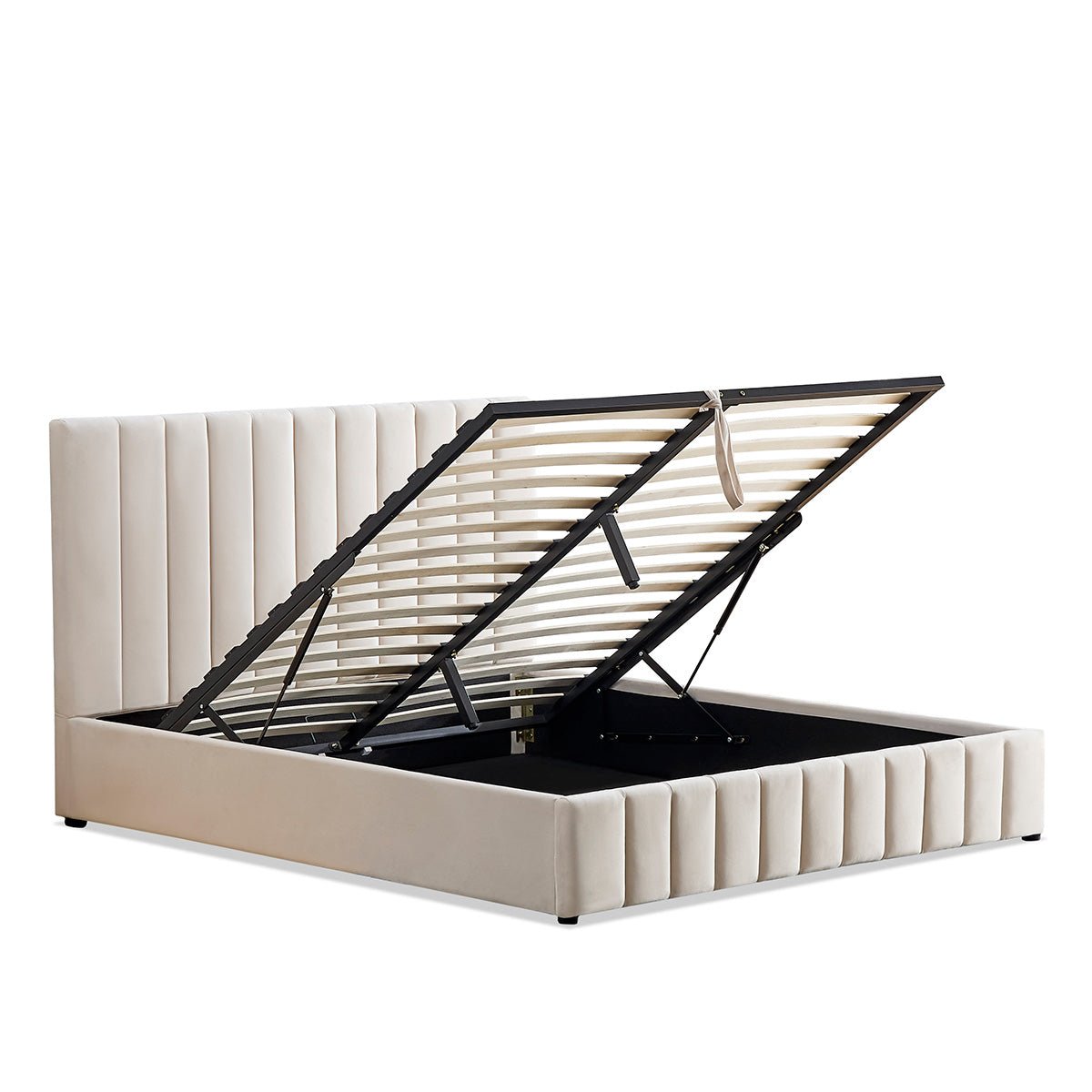 Lit Coffre Velours Beige TROCADÉRO beige, BELLECOUR