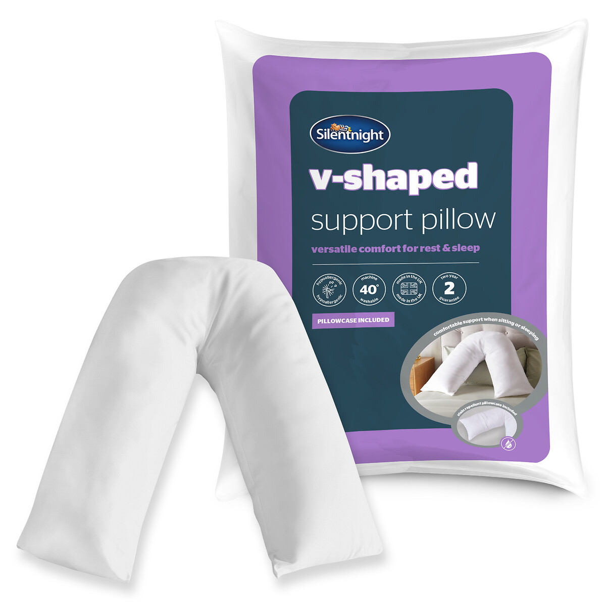 V Shape Support Pillow white, SILENTNIGHT