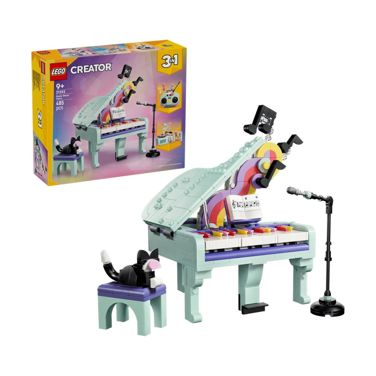 Creator 3 en1 Décoration musicale piano et chat multicolore, LEGO