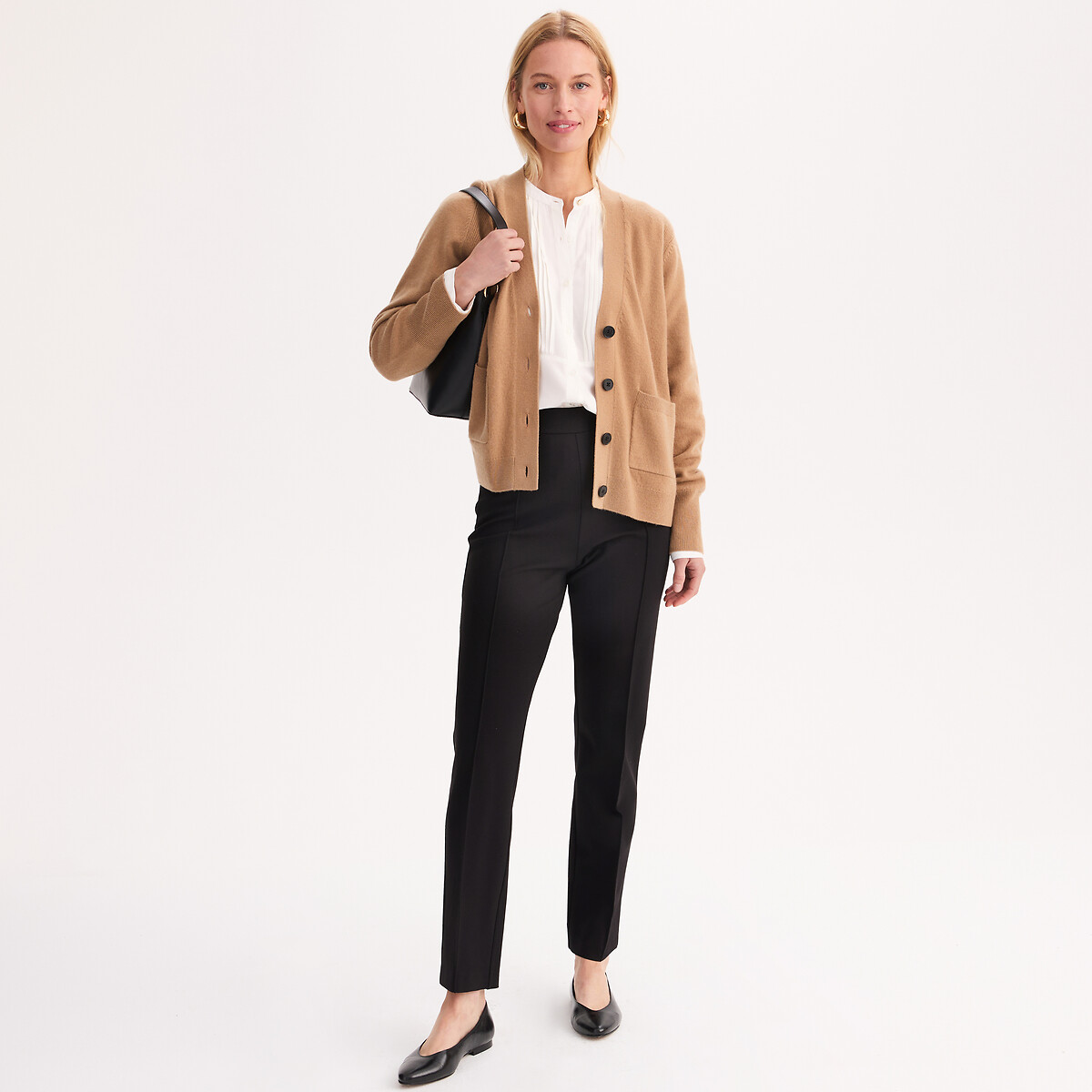 Pantalon à enfiler forme cigarette noir, ANNE WEYBURN