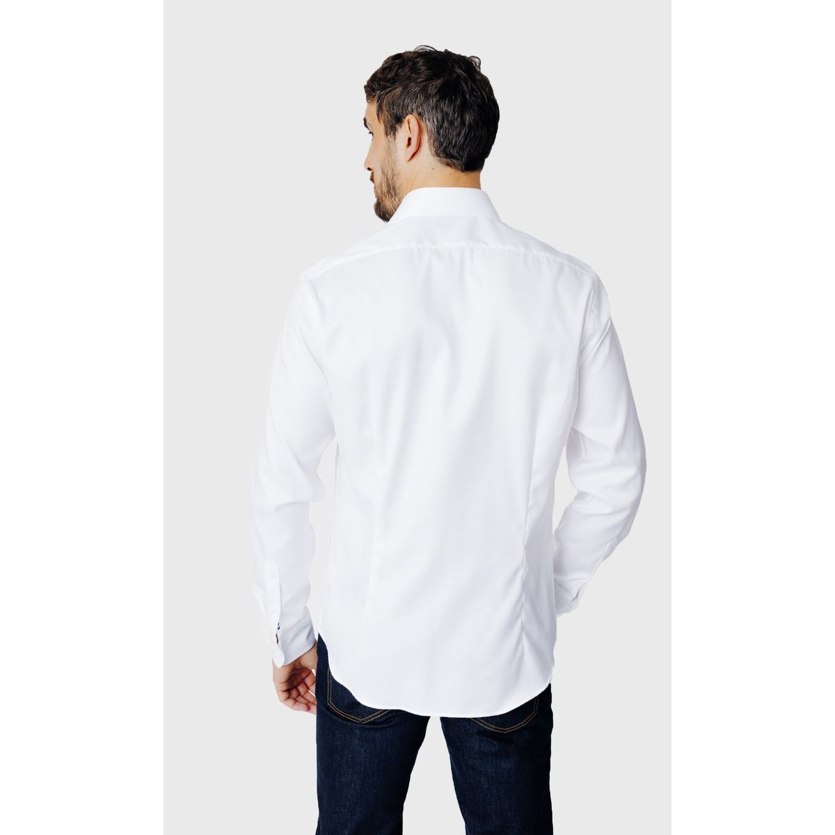Chemise Regular fit sans repassage en double retors blanc, ACROSS