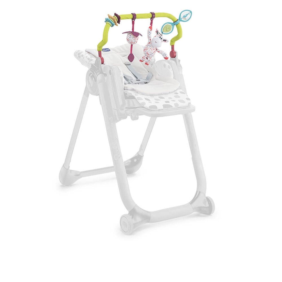 Kit barre de jeu + coussin réducteur pour chaise haute multicolore, CHICCO