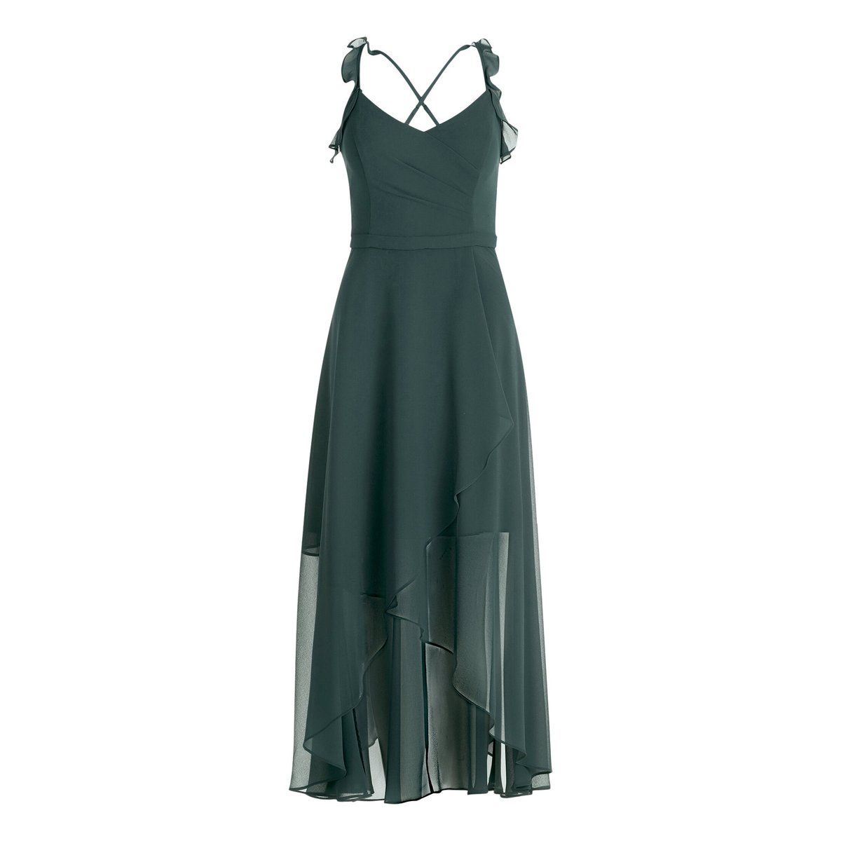 Robe de soirée à volant dusty slate, VERA MONT