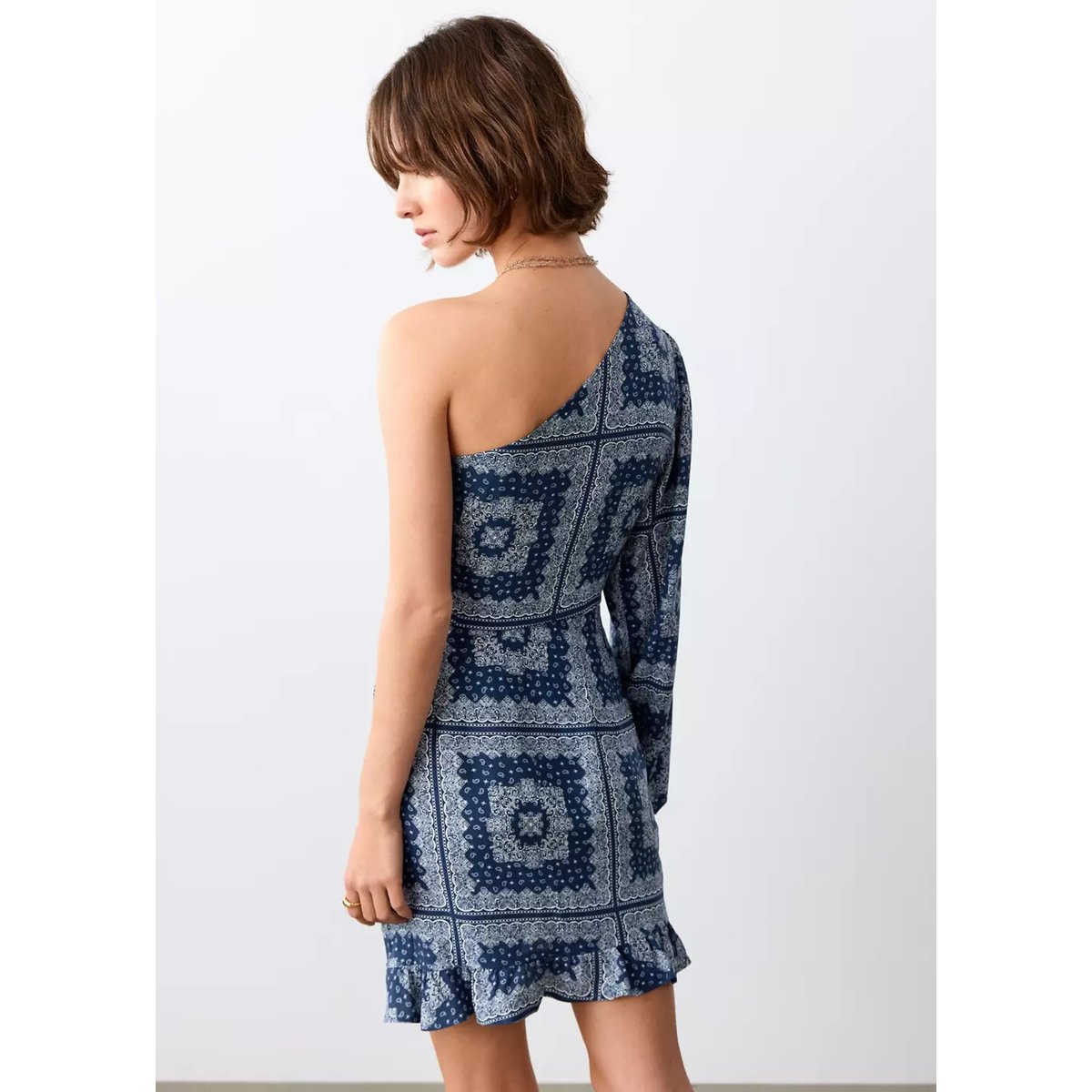 Robe imprimée cut-out bleu marine, MANGO TEEN