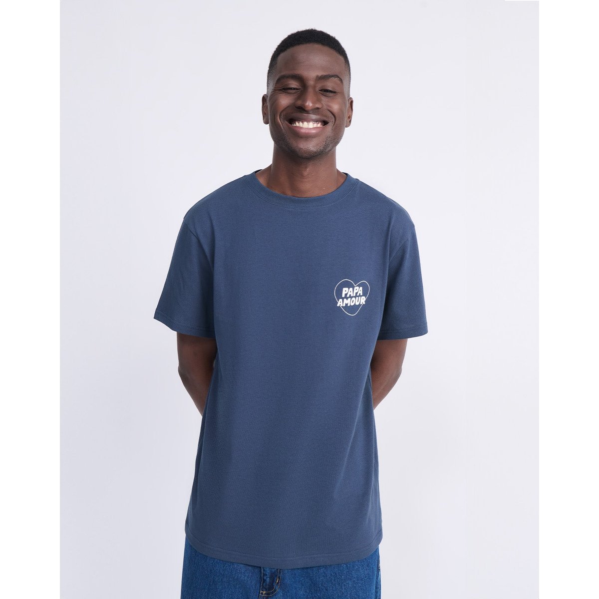 T-shirt Papa amour en coton bio bleu charbon, EMOI EMOI