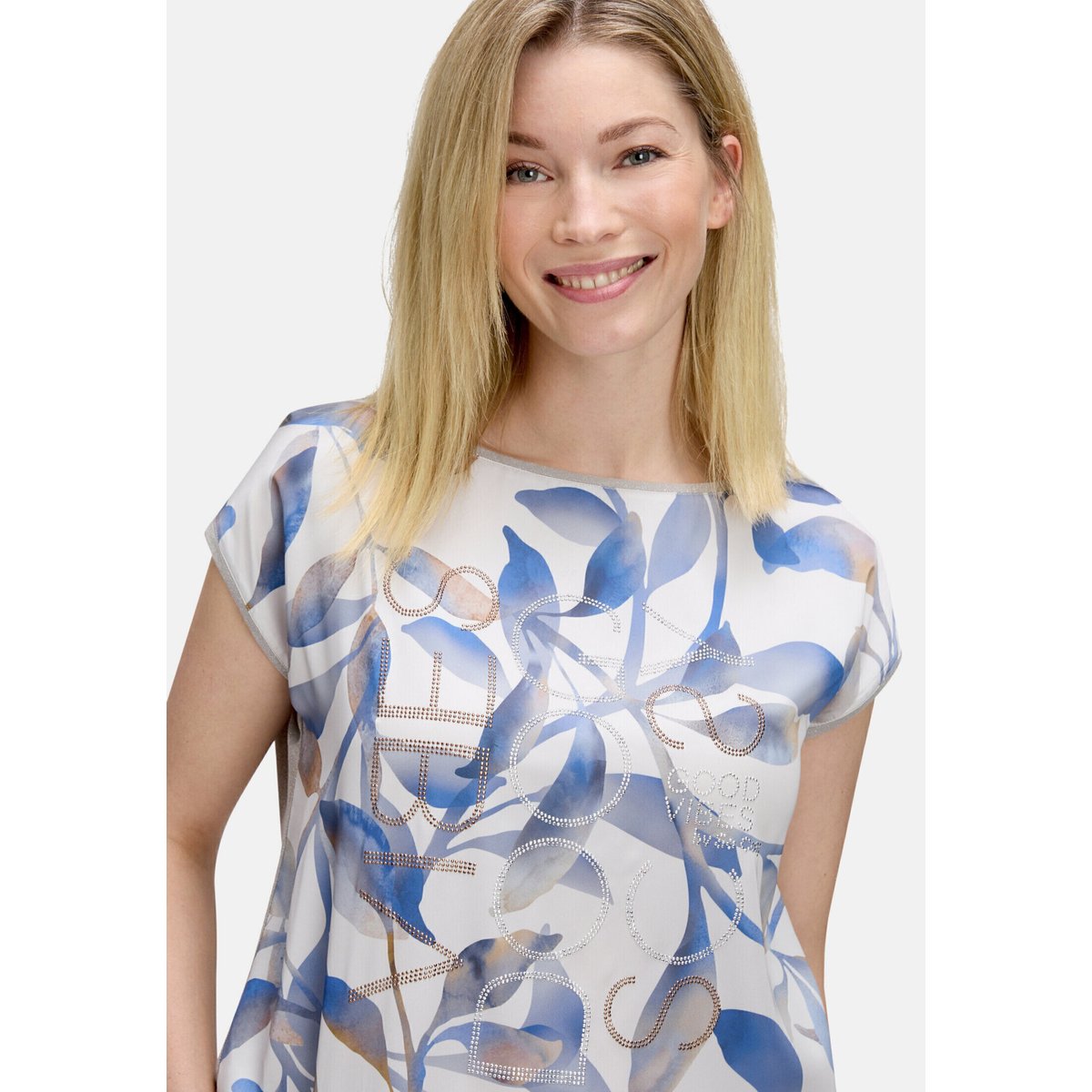 T-shirt façon blouse à impression grey/blue, BETTY BARCLAY