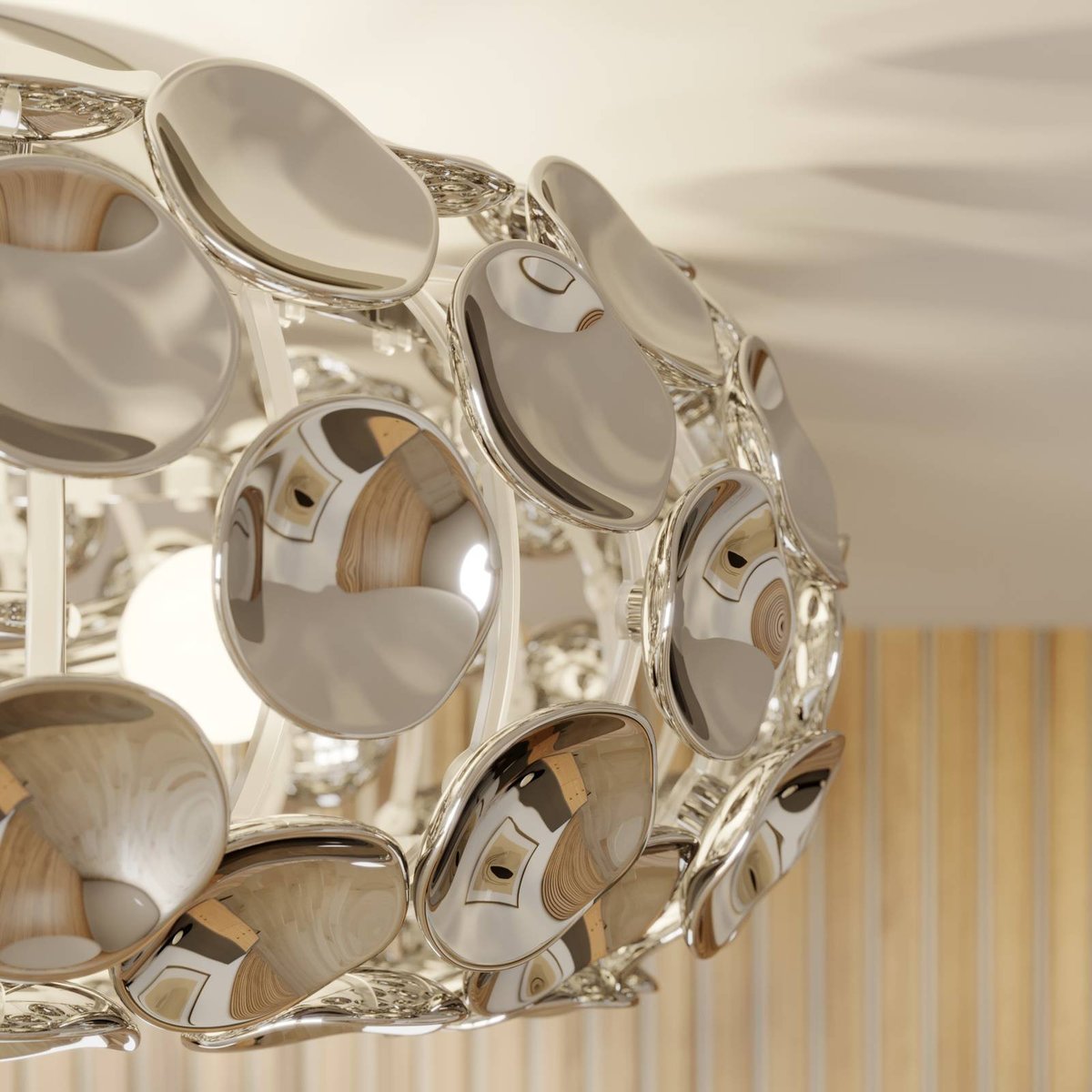 Plafonnier moderne, Reza chrome, transparent, LINDBY