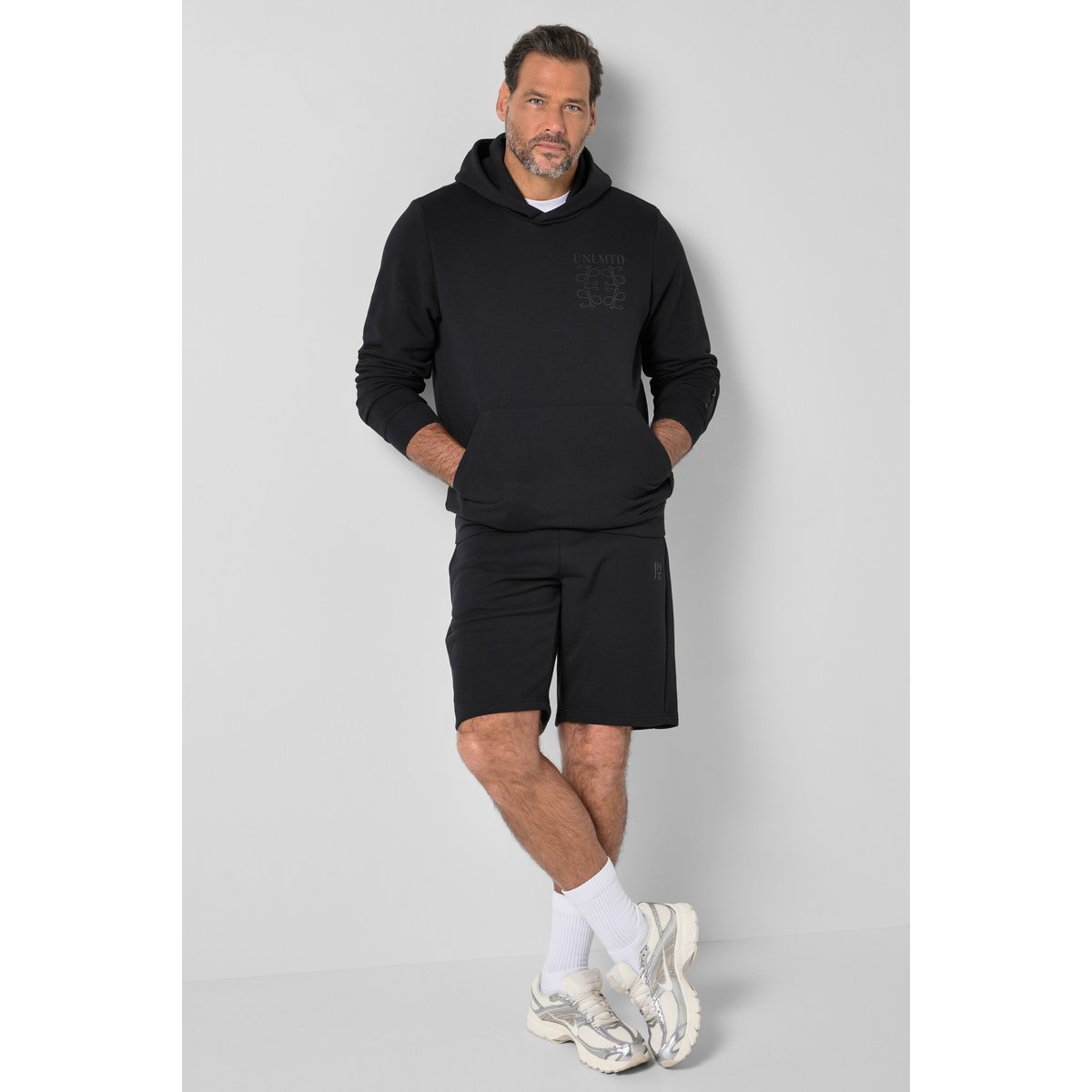 Sweat à capuche de fitness avec noir, JP1880