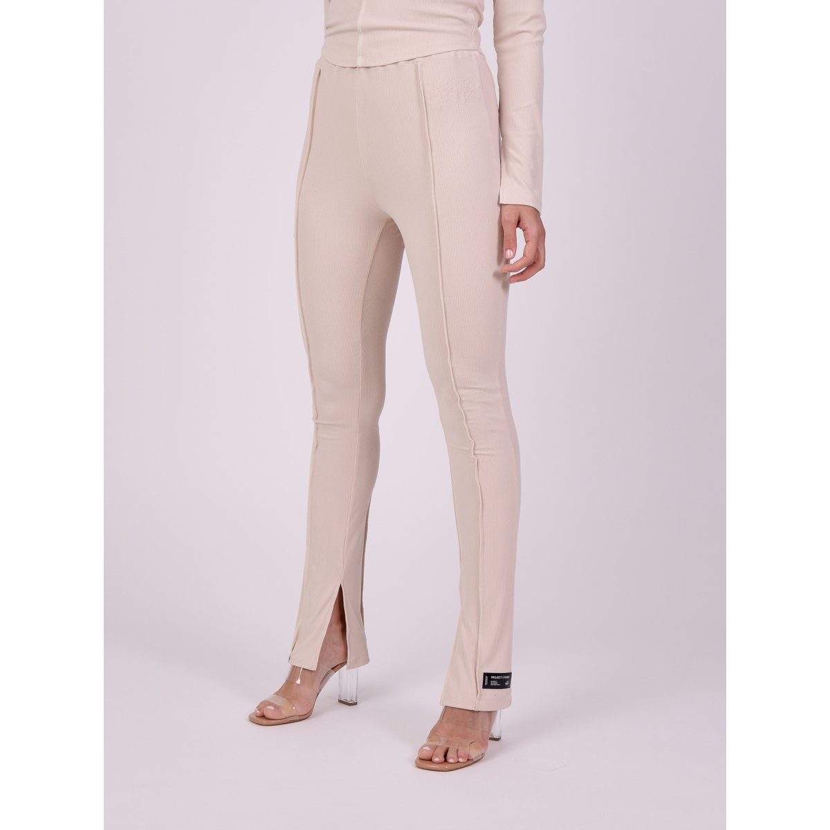 Pantalon moulant coutures apparentes beige, PROJECT X