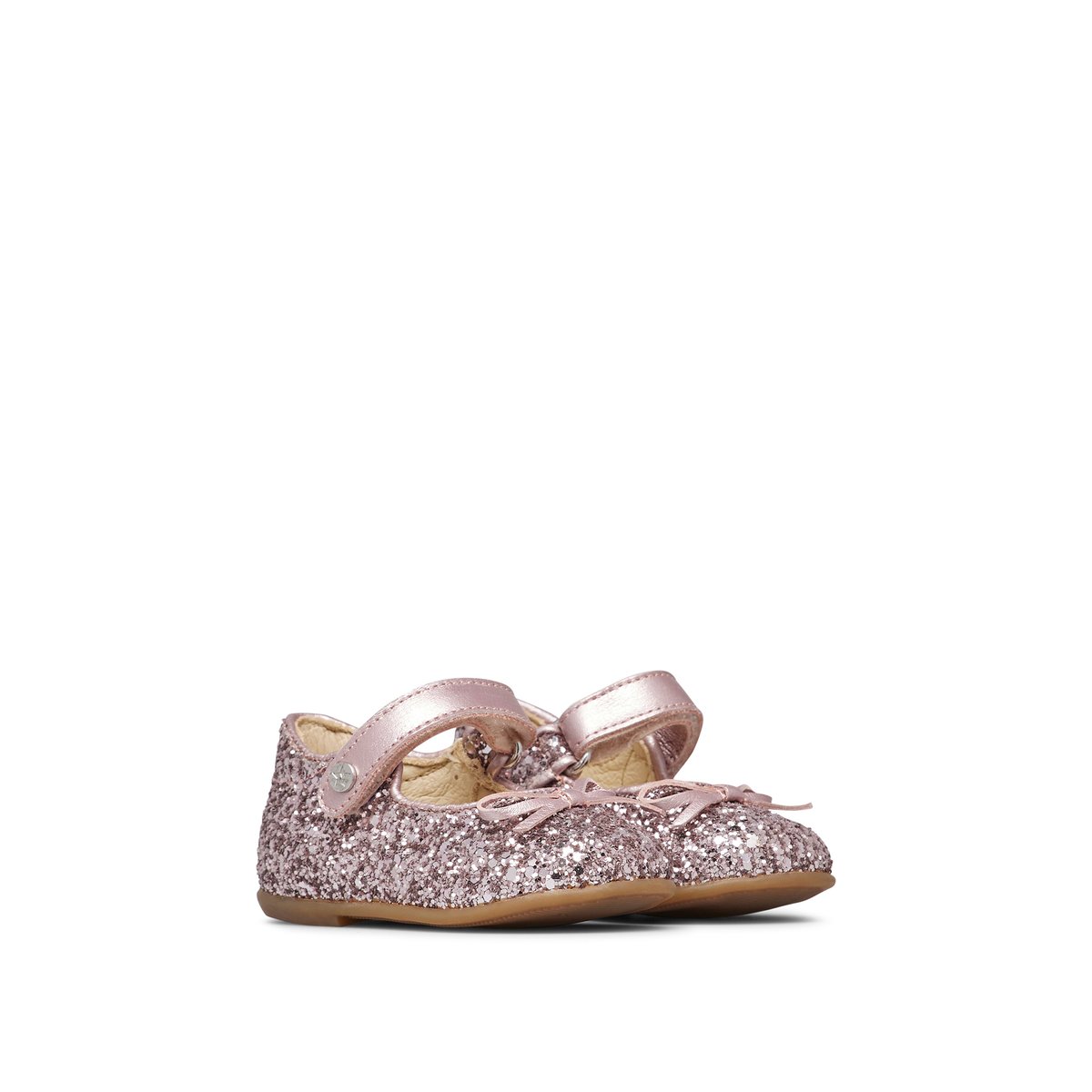 Ballerines en cuir et tissu pailleté BALLET rose-, NATURINO