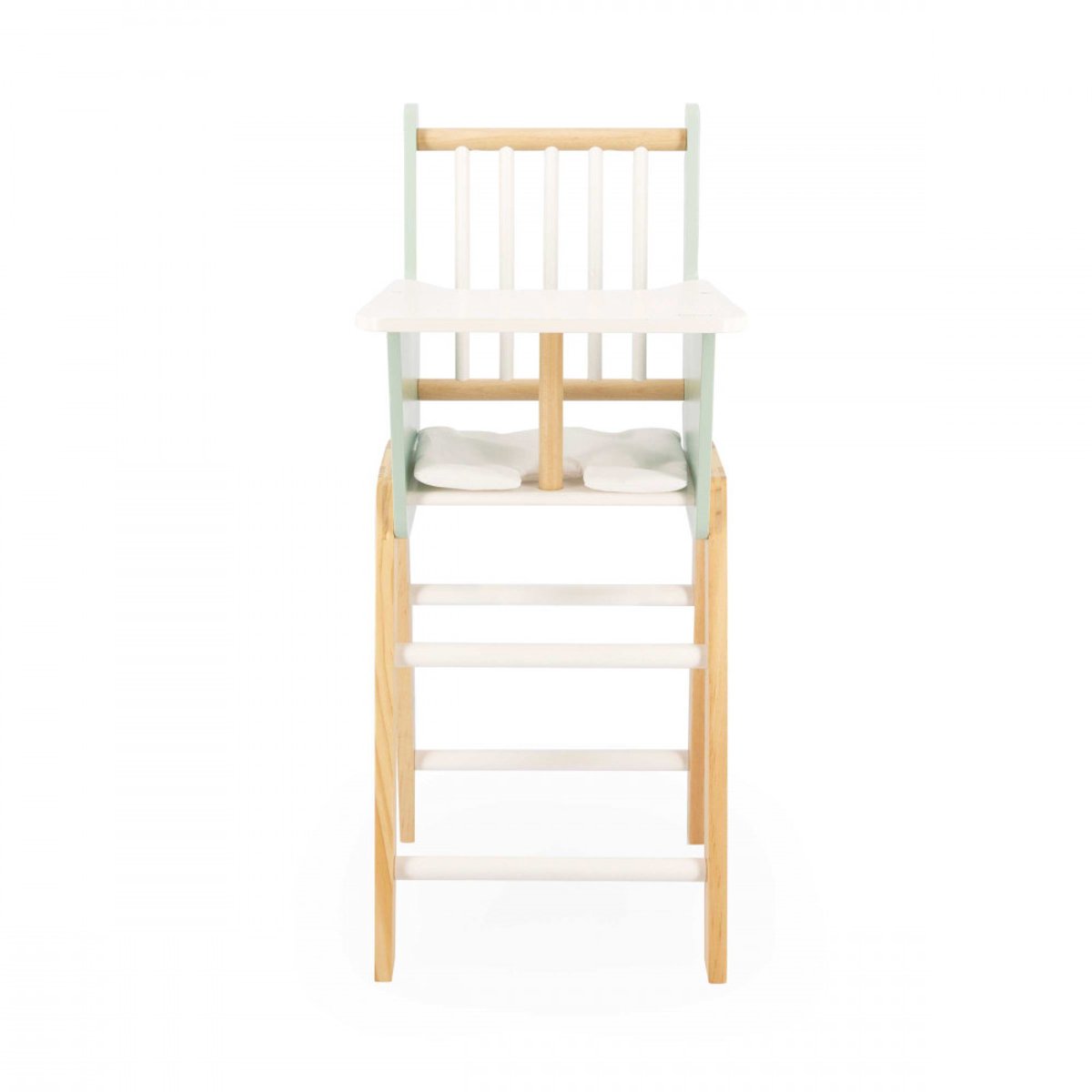 Chaise haute en bois Zen pour poupée vert d'eau, blanc, bois, JANOD